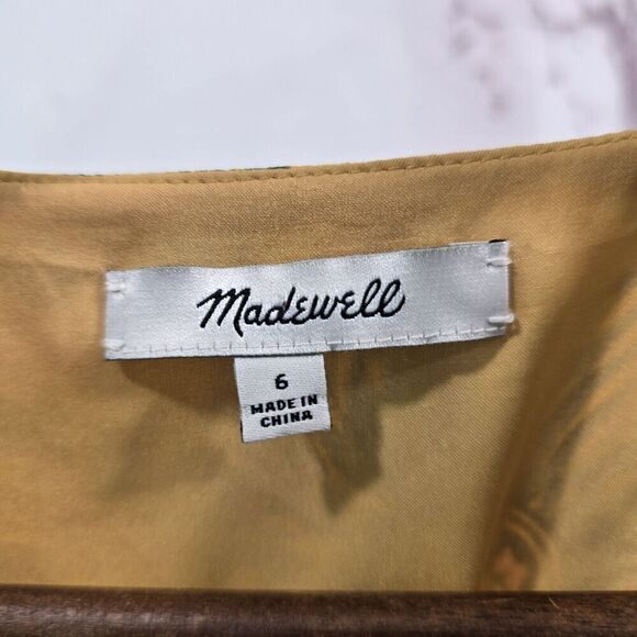 Madewell Dress Womens 6 S Yellow Floral Sweetgrass Ruffle Flounce Painted Bloom - Picture 3 of 13